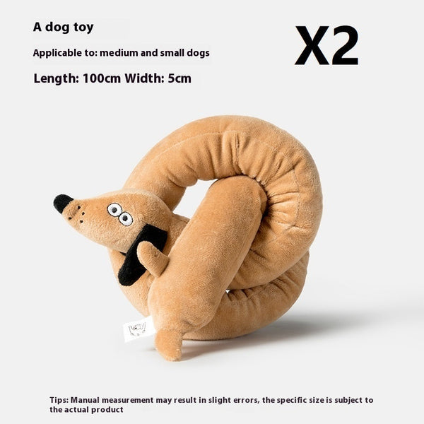 HKM-6661309 Plush Sausage Dog Toy for Stress Relief - Soft Stuffy Puppy Pet Toy