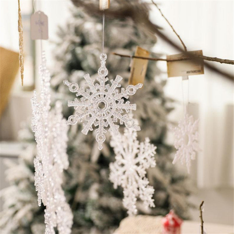 HKM-666131 Acrylic Transparent Snowflake Ornaments for Christmas Tree and Home Decor, Set of Three Sizes
