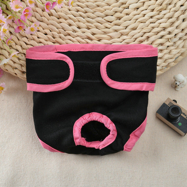 HKM-666195 Fashionable Pet Velcro Menstrual Panties in Pink, Black, Blue, & Purple - Cotton Casual Wear