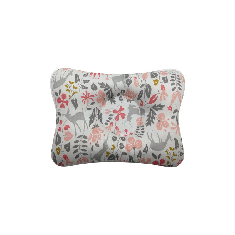 HKM-666195 Newborn Anti-Deviation Head-Shaped Pillow with Cotton Front and Breathable Mesh Back