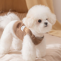 HKM-6663229 Cozy Fleece Jackets for Small Dogs and Cats, Cute Bear Embroidery with Pocket, Autumn and Winter Pet Wear