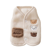 HKM-6663229 Cozy Fleece Jackets for Small Dogs and Cats, Cute Bear Embroidery with Pocket, Autumn and Winter Pet Wear