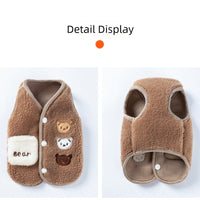 HKM-6663229 Cozy Fleece Jackets for Small Dogs and Cats, Cute Bear Embroidery with Pocket, Autumn and Winter Pet Wear