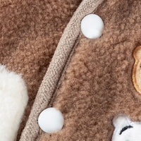 HKM-6663229 Cozy Fleece Jackets for Small Dogs and Cats, Cute Bear Embroidery with Pocket, Autumn and Winter Pet Wear