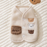 HKM-6663229 Cozy Fleece Jackets for Small Dogs and Cats, Cute Bear Embroidery with Pocket, Autumn and Winter Pet Wear