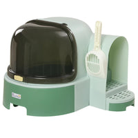 HKM-6664125 Easy-to-Clean Green Cat Litter Box with Openable Front Cover and Removable Tray