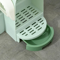 HKM-6664125 Easy-to-Clean Green Cat Litter Box with Openable Front Cover and Removable Tray