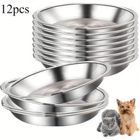 HKM-6664637 Stainless Steel Cat Food Bowl and Plate Set - Thickened Pet Tableware, 15cm & 16cm Options