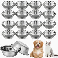 HKM-6664637 Stainless Steel Cat Food Bowl and Plate Set - Thickened Pet Tableware, 15cm & 16cm Options
