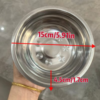 HKM-6664637 Stainless Steel Cat Food Bowl and Plate Set - Thickened Pet Tableware, 15cm & 16cm Options