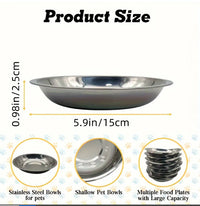 HKM-6664637 Stainless Steel Cat Food Bowl and Plate Set - Thickened Pet Tableware, 15cm & 16cm Options