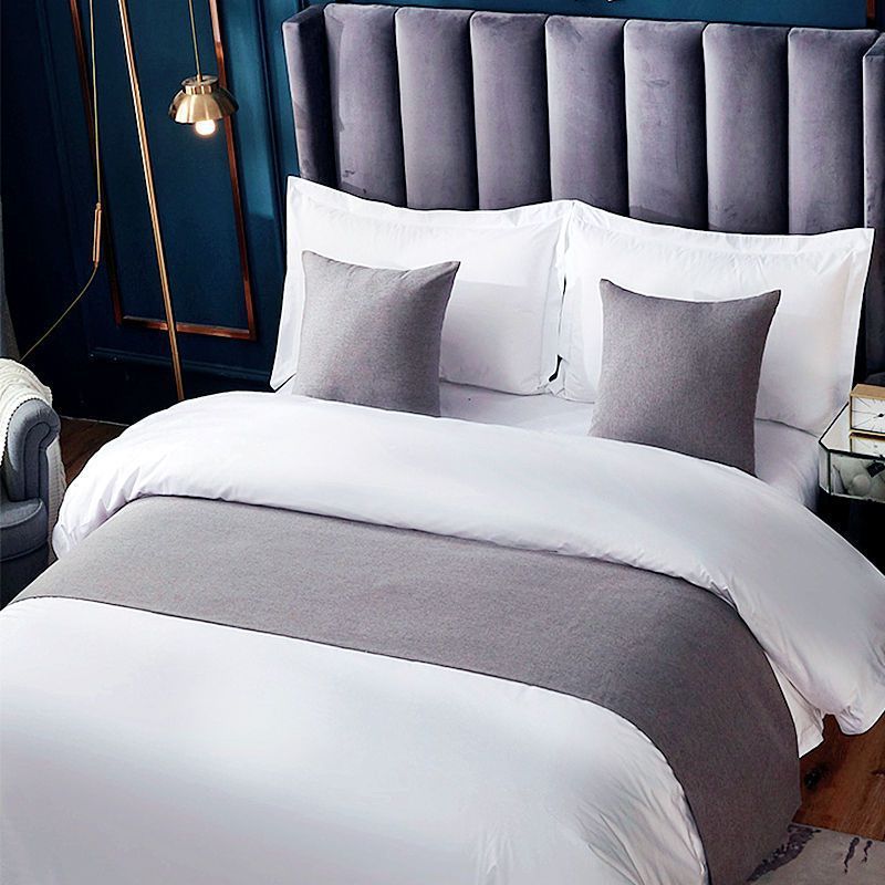 HKM-666515 Modern Polyester Hotel Bed Runner in Dark Blue, Gray, Ginger Yellow, and Brown - Multiple Sizes Available