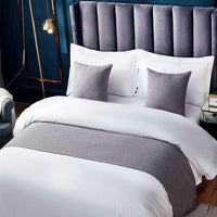 HKM-666515 Modern Polyester Hotel Bed Runner in Dark Blue, Gray, Ginger Yellow, and Brown - Multiple Sizes Available