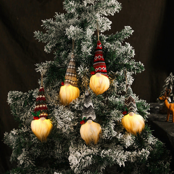 HKM-666643 Luminous Knitted Tree Pendant Doll - Handmade Cloth and Wool Decoration