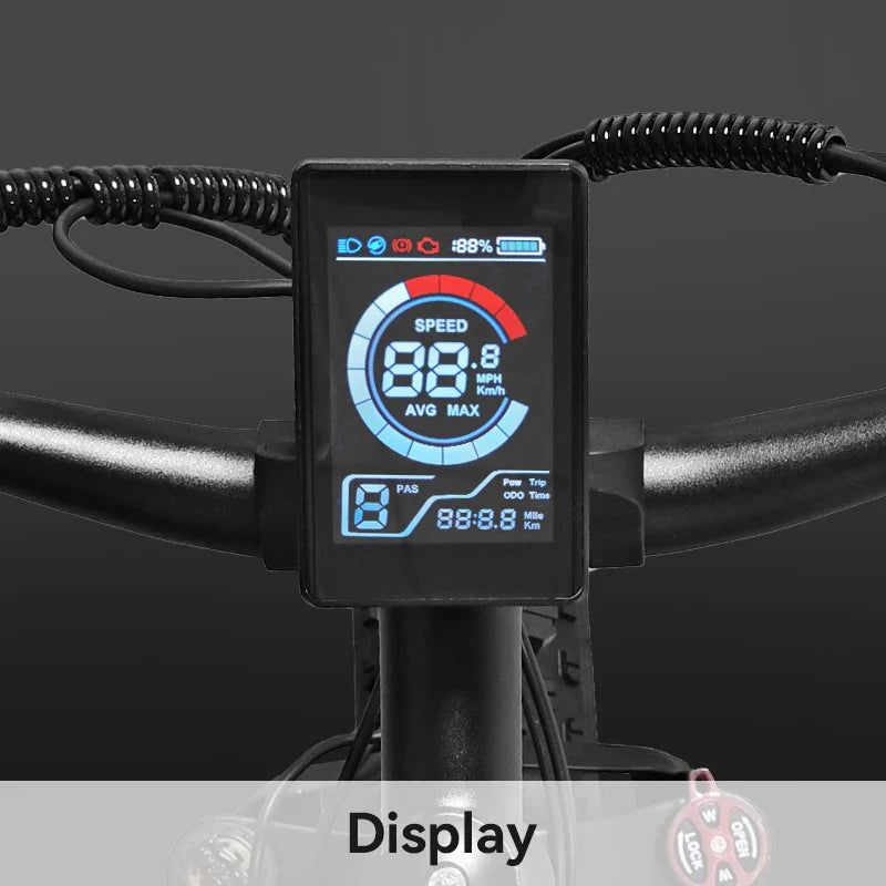 HKM-666835 1000W Electric Mountain Bike with 48V Lithium Battery and 7-Speed Gears, 26" Fat Tires, Rear Hub Motor