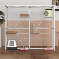 HKM-6668477 Super Large Indoor Cat Cage Villa - Three-Layer Double Layer Cat House with Expansive Free Space
