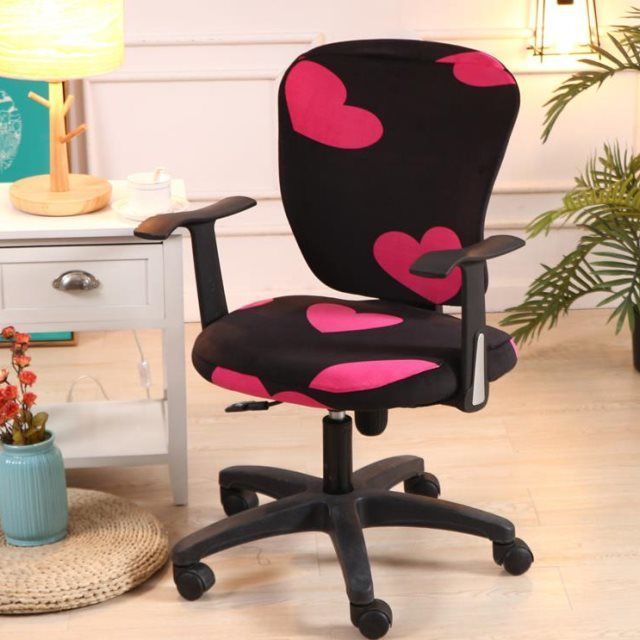 HKM-666899 Computer Office Chair Cover Set - Stretch Cotton Fabric with Retro Patterns for Office and Home Use