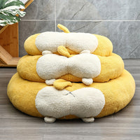 HKM-6671677 Corgi Shaped Soft Pet Bed for Dogs and Cats - Plush Sleeping Mat in Multiple Sizes