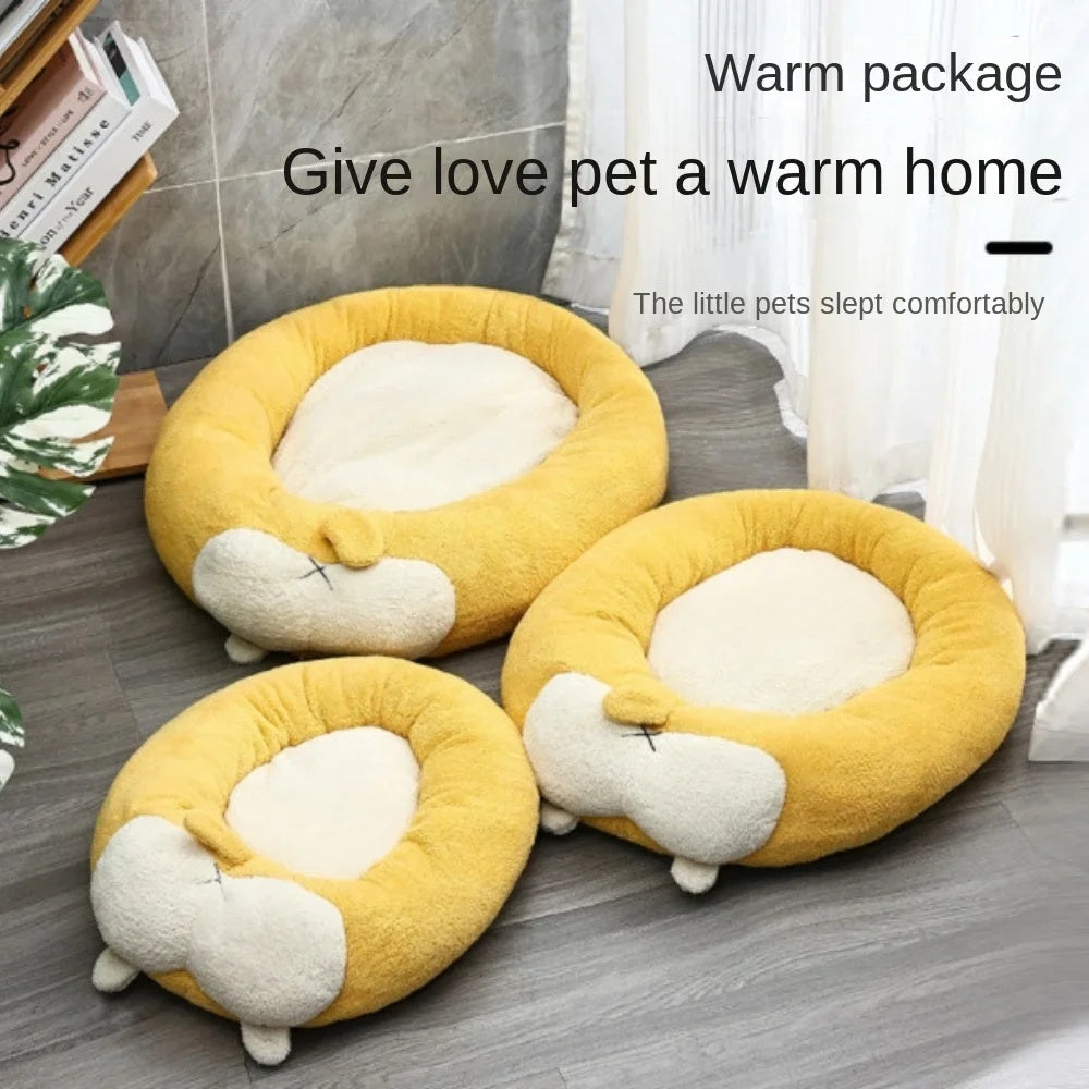 HKM-6671677 Corgi Shaped Soft Pet Bed for Dogs and Cats - Plush Sleeping Mat in Multiple Sizes