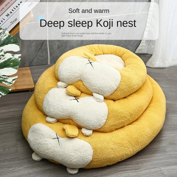 HKM-6671677 Corgi Shaped Soft Pet Bed for Dogs and Cats - Plush Sleeping Mat in Multiple Sizes