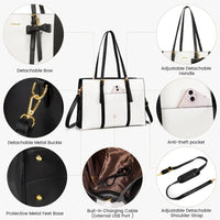 HKM-667219 Stylish 2-Piece PU Leather Handbag and Clutch Set for Women - Perfect for Office and Everyday Use