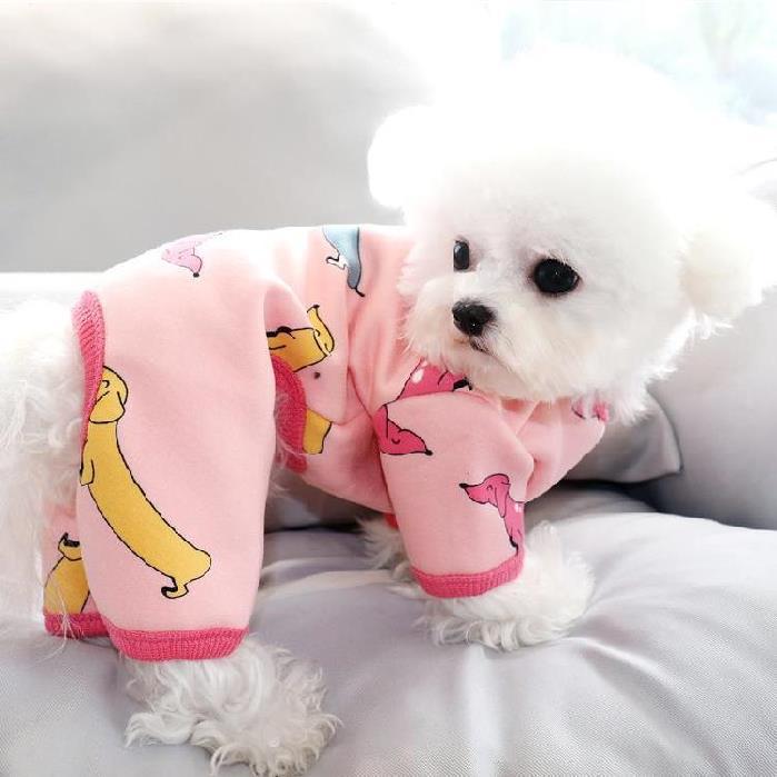 HKM-6672573 Four-Legged Cartoon Home Clothes for Pets - Soft Milk Silk Fabric in Various Colors