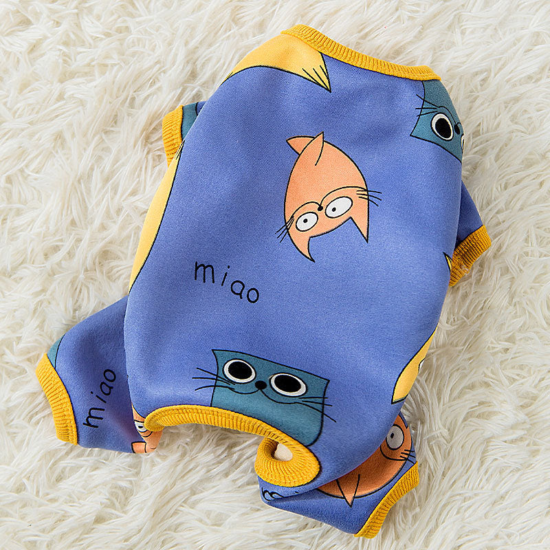 HKM-6672573 Four-Legged Cartoon Home Clothes for Pets - Soft Milk Silk Fabric in Various Colors