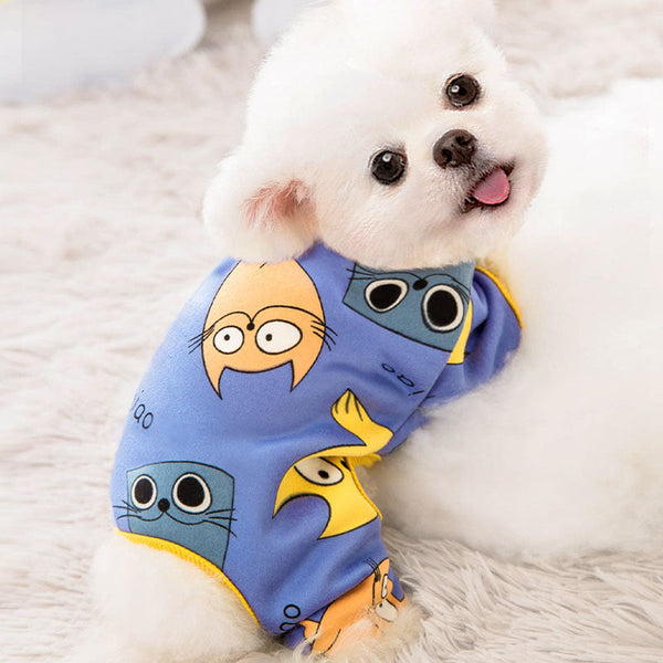 HKM-6672573 Four-Legged Cartoon Home Clothes for Pets - Soft Milk Silk Fabric in Various Colors