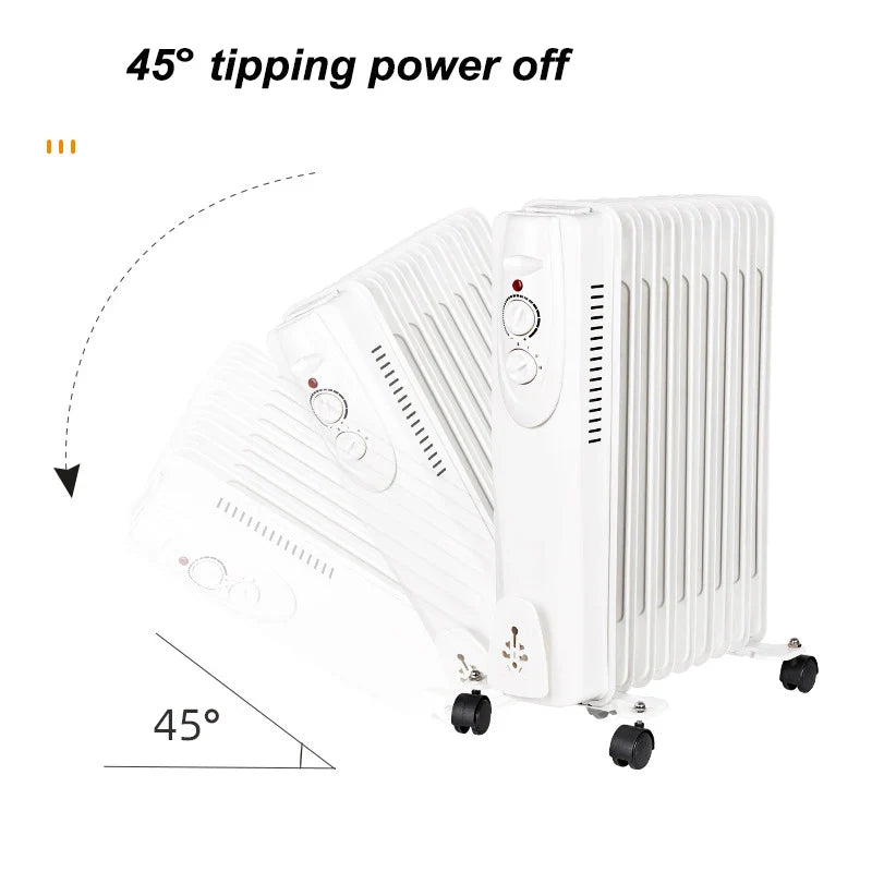 HKM-667283 Oil Filled Radiator Heater with Adjustable Thermostat - 2000W, 2500W Options, Fast Heating for Home and Office Use