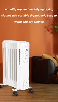 HKM-667283 Oil Filled Radiator Heater with Adjustable Thermostat - 2000W, 2500W Options, Fast Heating for Home and Office Use