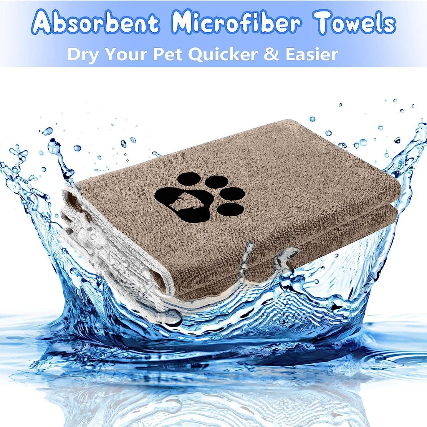 HKM-6673853 Ultra-Fine Fiber Quick-Drying Pet Towel for Dogs - Brown
