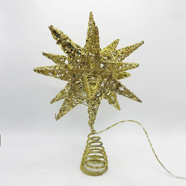 HKM-667475 Silver & Gold Explosion Star Bead Necklace Decorative Lighting for Christmas Trees