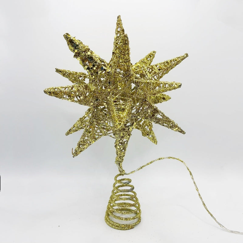 HKM-667475 Silver & Gold Explosion Star Bead Necklace Decorative Lighting for Christmas Trees