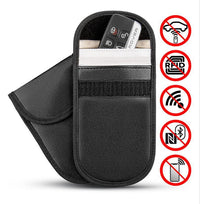 HKM-667539 Faraday Cage Key Signal Blocker Bag for Phones and RFID Protection, Black Microfiber, 13.5x9.5CM