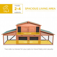 HKM-6677821 Large 2-Tier Outdoor Rabbit Hutch with Enclosed Run and Easy Clean Tray