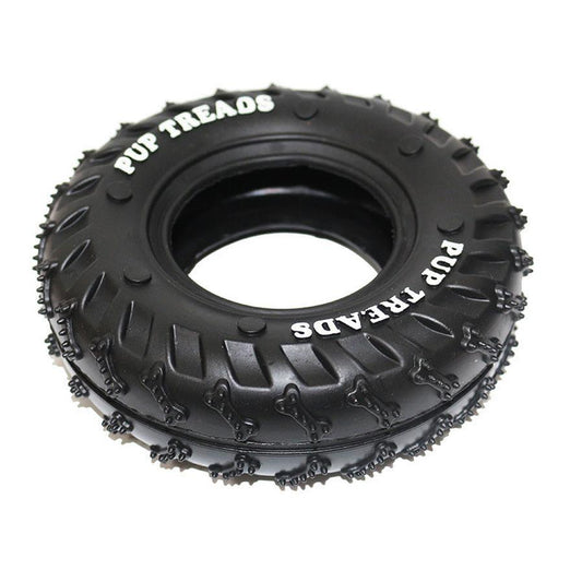 HKM-667859 Durable Rubber Tire Dog Toy for Chewing and Dental Care - 15.5cm Diameter