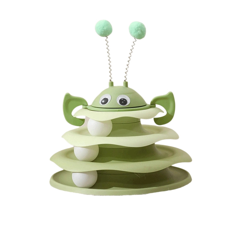 HKM-6679229 Interactive Cat Toy Tower with Rotating Bees and 3-Layer Trackballs for Kittens and Adult Cats