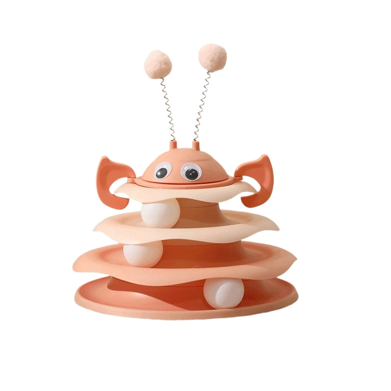 HKM-6679229 Interactive Cat Toy Tower with Rotating Bees and 3-Layer Trackballs for Kittens and Adult Cats