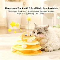 HKM-6679229 Interactive Cat Toy Tower with Rotating Bees and 3-Layer Trackballs for Kittens and Adult Cats
