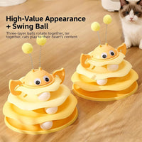 HKM-6679229 Interactive Cat Toy Tower with Rotating Bees and 3-Layer Trackballs for Kittens and Adult Cats