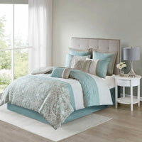 HKM-667987 Seafoam 8 Piece Queen Comforter Set with Quilted Design and Hypoallergenic Fill
