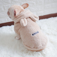 HKM-6680509 Cozy Coral Fleece Bunny Costume Hoodie for Pets in Grey, Pink, and Apricot