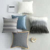 HKM-668051 Modern Plain Polyester Decorative Cushion Throw Pillow in Blue