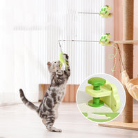 HKM-6680765 Interactive Infrared Cat Feather Toy Stick with Three-Section Fishing Line, Batteries Included - Green & Pink