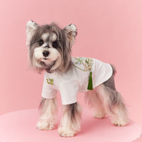 HKM-668307 Neo-Chinese Style Cotton Pet Clothing for Schnauzer, Maltese, Bichon - White, XS to XXL
