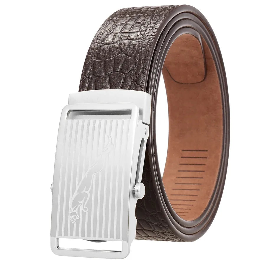 HKM-668371 Leather 3.5CM Belt with Steel Buckle - Model LY36-61518-8