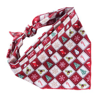 HKM-6684093 Adjustable Cotton Dog Bandana for Small to Large Pets - Triangle Scarf, Checkered Pattern