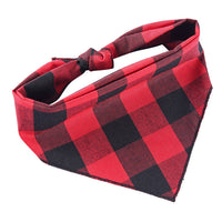HKM-6684093 Adjustable Cotton Dog Bandana for Small to Large Pets - Triangle Scarf, Checkered Pattern