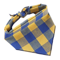 HKM-6684093 Adjustable Cotton Dog Bandana for Small to Large Pets - Triangle Scarf, Checkered Pattern