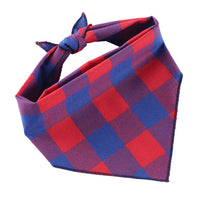 HKM-6684093 Adjustable Cotton Dog Bandana for Small to Large Pets - Triangle Scarf, Checkered Pattern